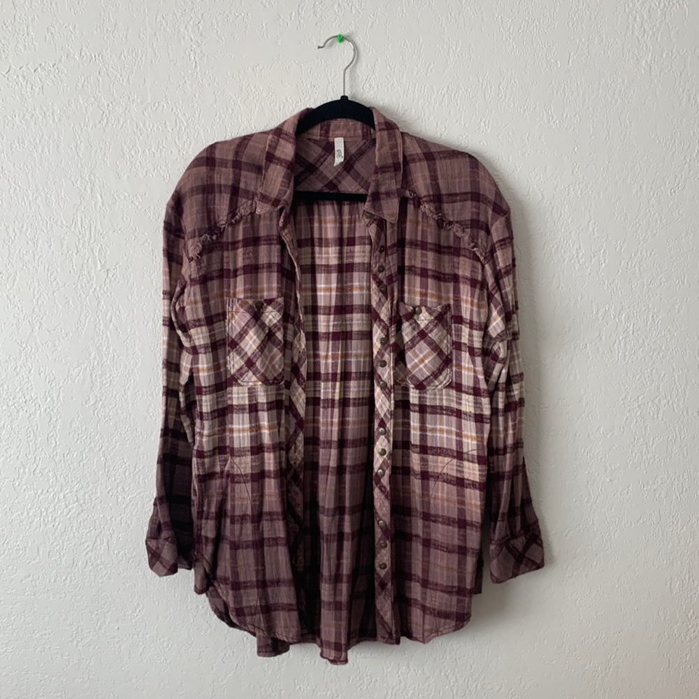 Free People Dip Dye Flannel Buttondown